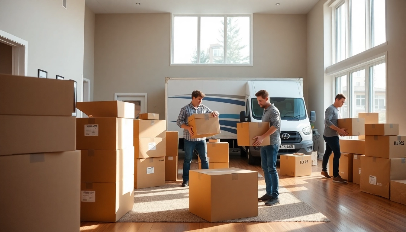 Calgary moving and packing services team carefully packing residential belongings with organized efficiency and friendly professionalism.
