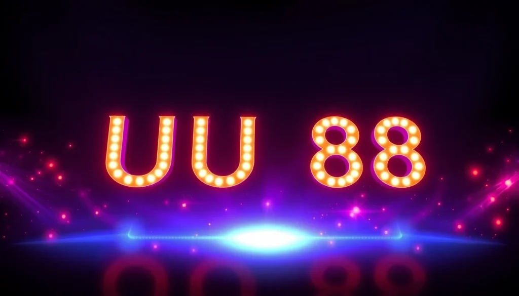 Online casino platform with UU 88 branding, showcasing engaging gaming graphics and secure environment features.