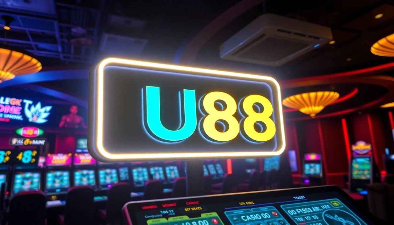 Elegant depiction of the UU88 online casino platform with sleek interfaces and engaging visuals, inviting players to join the trusted site.