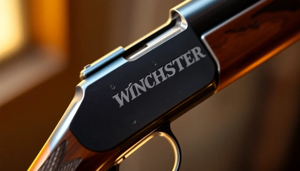 The 32WIN cartridge firing in a classic lever-action rifle with a rustic outdoor background, highlighting traditional firearm craftsmanship and hunting utility.