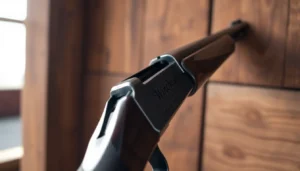The 32WIN cartridge displayed in a textured leather holster with a Winchester rifle, highlighting historical craftsmanship and precision.