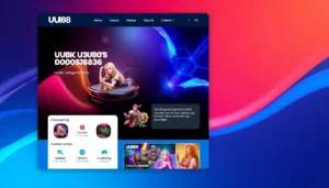Elegant digital UI featuring UU88 branding, emphasizing secure online gaming and user engagement for improved visibility.
