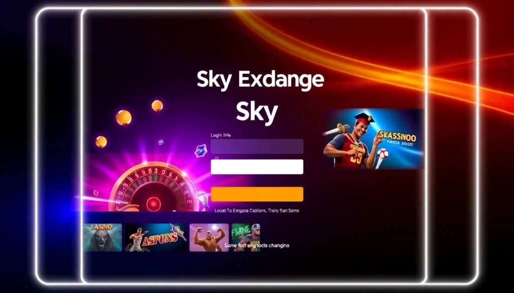 Step-by-step guide for Sky exchange login with secure interface and engaging casino visuals, aiding easy access for users.