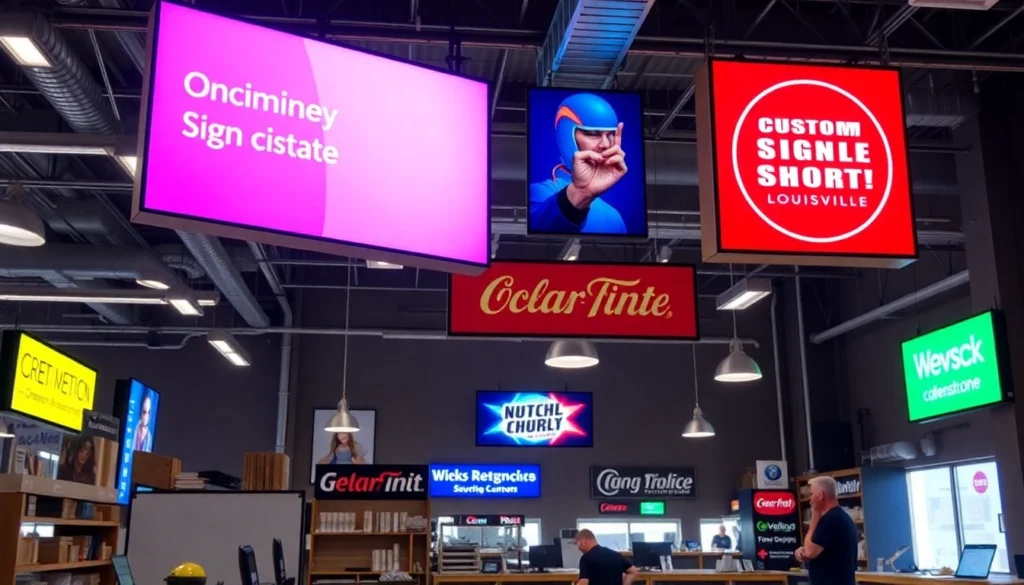 Experienced sign company in Louisville creating custom business signs with vibrant lights and