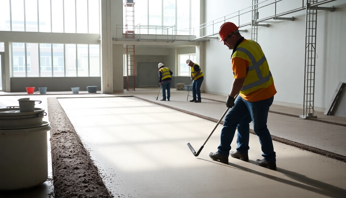 Liquid screeding Birmingham professionals pouring a smooth floor layer in a contemporary
