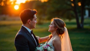 Professional wedding photographer capturing authentic moments of eskuvo fotozas during sunset